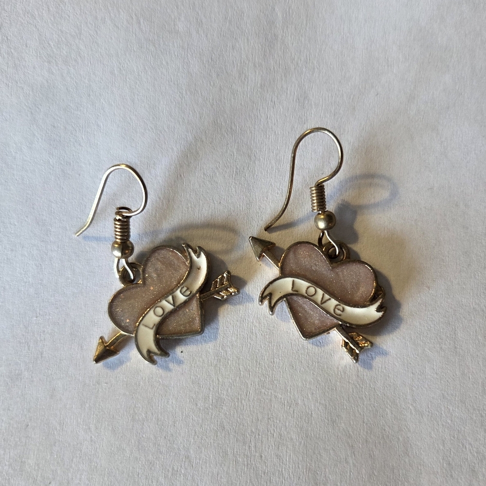 IGold-Tone Ice Pink Heart Earrings